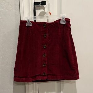 Others Follow Burgundy Corduroy Mini Skirt